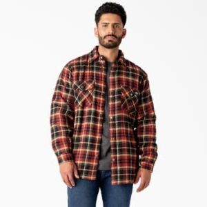 Dickies Plaid Quilt Workwear Padded Jacket Men Small 100% Cotton Snaps Up Front